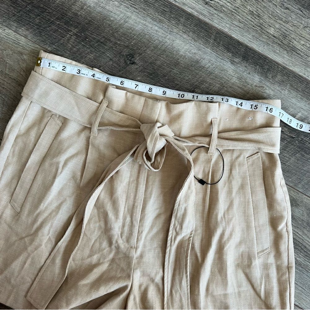 Express MIDI Extreme High Rise Shorts Khaki Tan Size 14 Linen Blend NEW - Picture 7 of 12